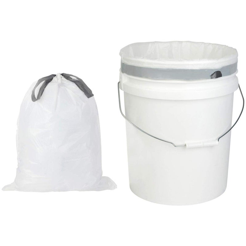 Plasticplace Trash Bags - 5 Gallon Garbage Bag Liners White0.9 Mil Thick, Sturdy Drawstring Placement19"" X 25"" Size (100 Count) - Image 1